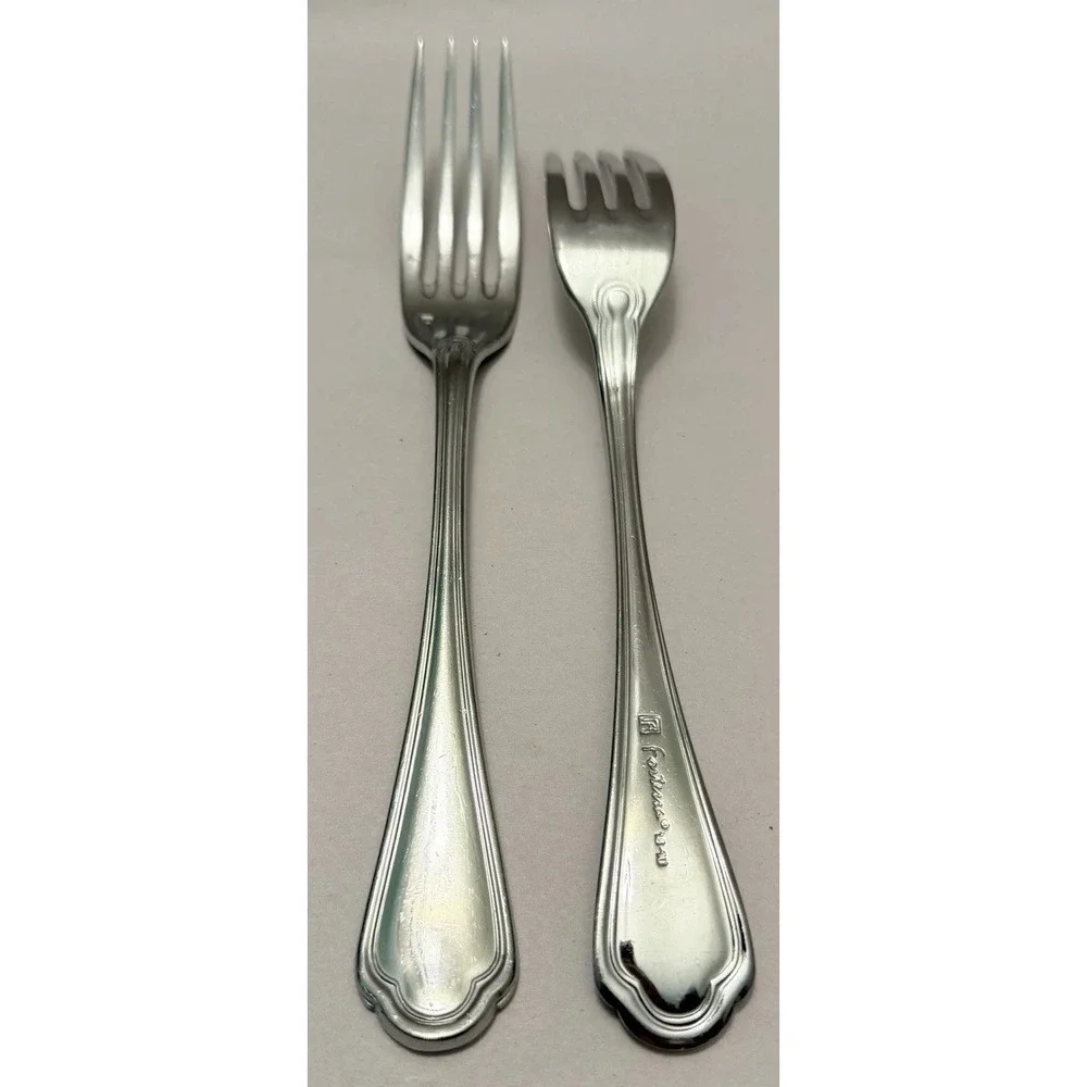 Fortessa Medici Stainless Flatware Dinner Forks 18/10 Fluted Scroll 8
